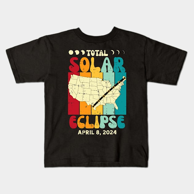 Total Solar Eclipse April 8 2024 Retro Groovy Women Kids Men Kids T-Shirt by SmilArt